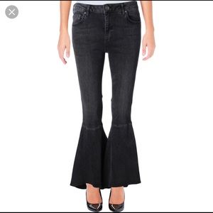 NWT! Free People ruffle flare black denim jeans
